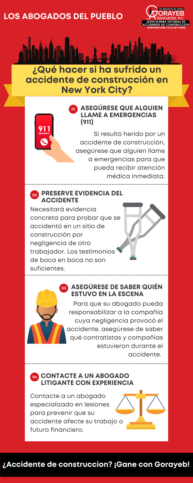 Infografía - ¿Qué hacer si ha sufrido un accidente de construcción en New York City?
