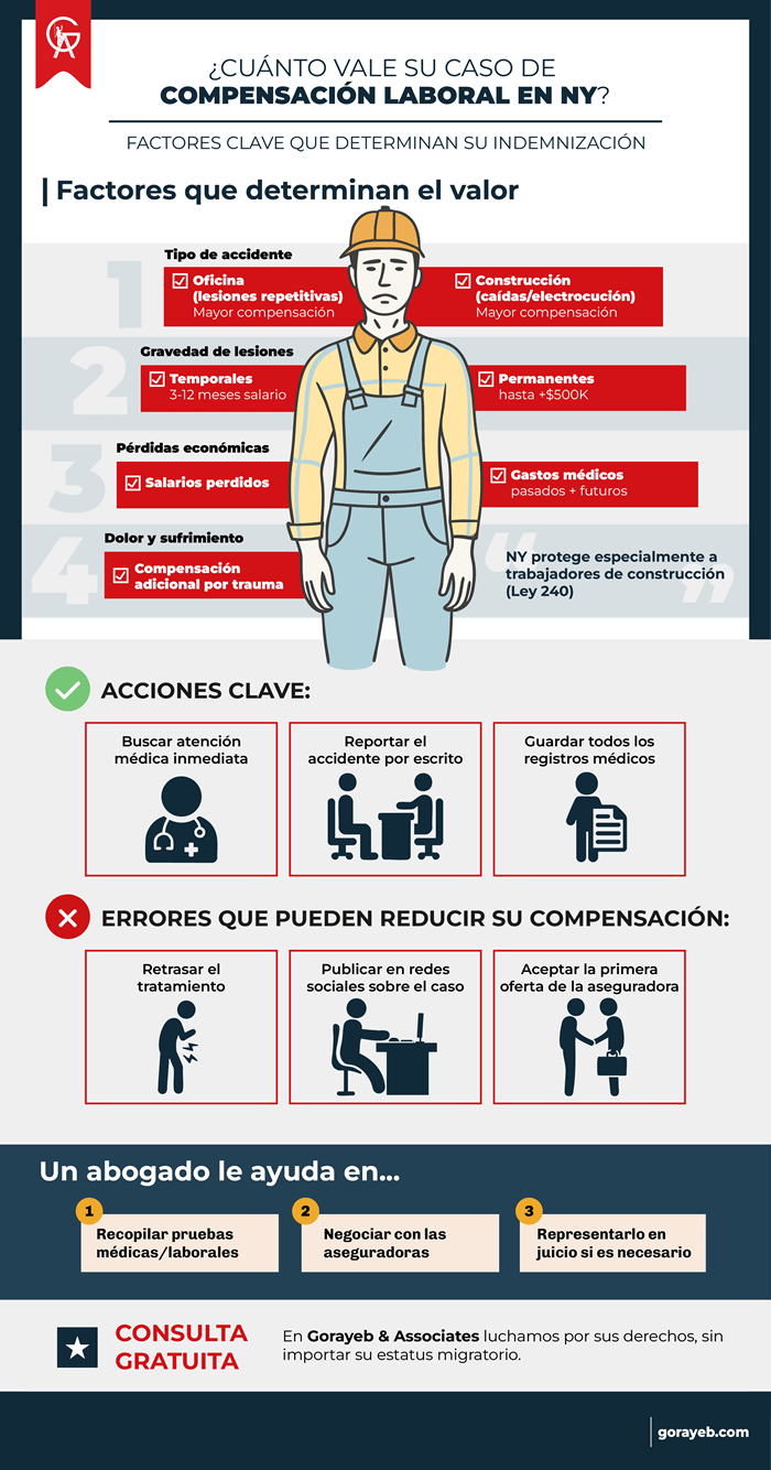 ¿Cuánto vale mi caso de compensación en NY?