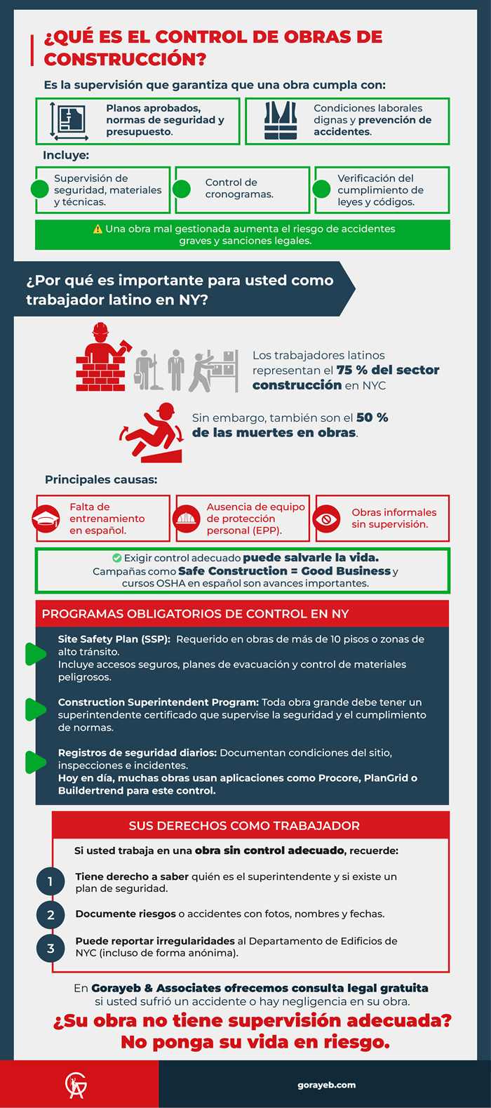 Control de obras de construcción en NY: seguridad laboral