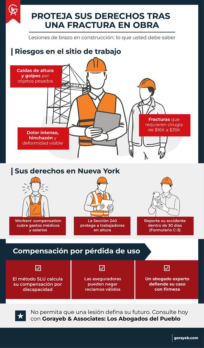Fractura de brazo en construcción: ayuda legal en Queens