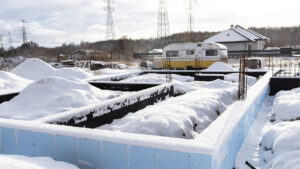 Trabajadores de la construcción en invierno en new york