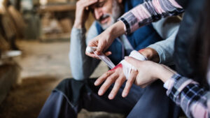 Quemadura de tercer grado en trabajos de construcción